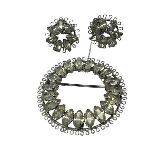 Vintage STAR-ART‎ Brooch and Earring Rhinestone Sterling Silver 925 Jewelry Set - Picture 10 of 10